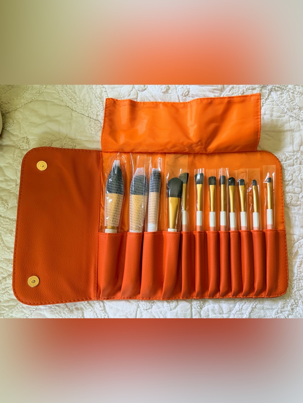 Fashion Hermes Set of 12 Makeup Brushes NEW in Box w Protective Netting/Plastic